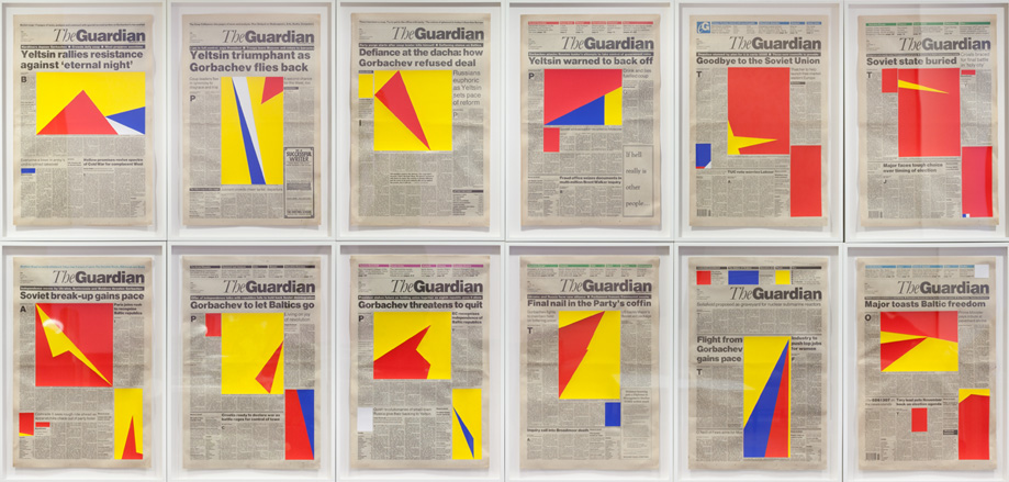 Marine Hugonnier. Art for Modern Architecture guardian – Communist Series, 2010 Silk on newspaper front pages